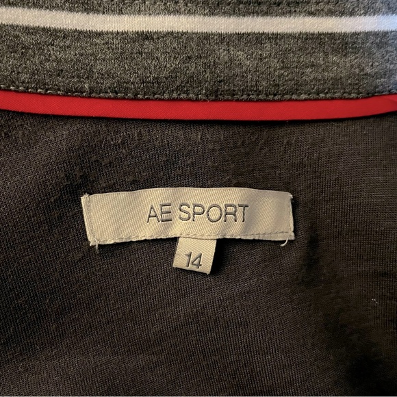 AE Sport~Nautical Striped Blazer~Size 14~Grey with White Stripes - Picture 7 of 9